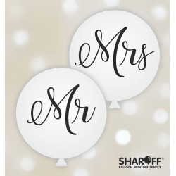 Повітряна куля (24'' 60 см) Mr& Mrs (чорні) 2 шт., 1 колір/2 сторони, білий, в уп. арт 0115