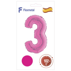 Цифра 3 малинова Flexmetal 40''/102 см