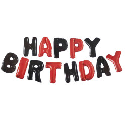 Фольговані кулі літери червоно-чорні HAPPY BIRTHDAY 16" (40см) упаковка арт. 12 -1008