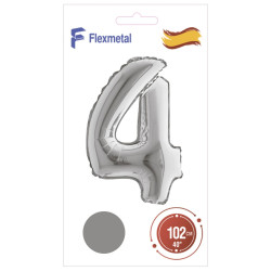 Цифра 4 срібна УП Flexmetal 40''/102 см