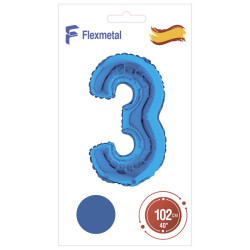 Цифра 3 синя Flexmetal 40''/102 см