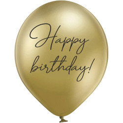 Повітряна кулька (B105, 30 см), Happy Birthday хром золотий 1 шт. 2 ст. арт. 258-0127