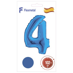 Цифра 4 синя Flexmetal 40''/102 см
