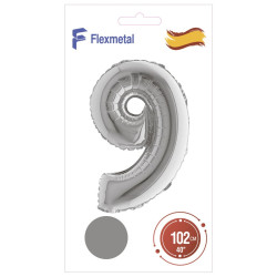 Цифра 9 срібна УП Flexmetal 40''/102 см