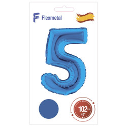 Цифра 5 синя Flexmetal 40''/102 см