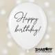Повітряна куля (12'' 30 см) Happy Birthday classic, білий, чорний, 50 шт. 2 ст. арт. 0088