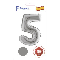 Цифра 5 срібна УП Flexmetal 40''/102 см