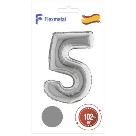 Цифра 5 срібна УП Flexmetal 40''/102 см