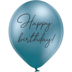 Повітряна кулька (B105, 30 см), Happy Birthday хром синій 1 шт. 2 ст. арт. 258-0129