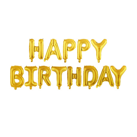 Фольговані кулі літери срібло HAPPY BIRTHDAY 16" (40см) упаковка арт. 12 -1009
