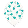 Повітряна кулька (B105, 30 см), м'ятні серця на прозорому 25 шт. 5 ст. арт. 258-0018