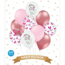 Набір повітряних куль, "Кішечка Мері" білий, рожевий, хром 10 шт. в уп. арт. 18-007