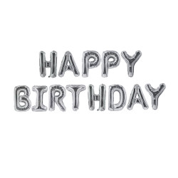 Фольговані кулі букви срібло HAPPY BIRTHDAY 16" (40см) упаковка арт. 12 -1011