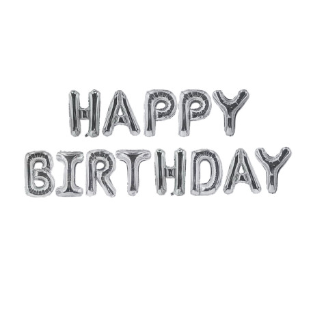 Фольговані кулі букви срібло HAPPY BIRTHDAY 16" (40см) упаковка арт. 12 -1011