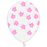 Повітряна кулька (B105, 30 см), рожеві Неон квіточки на прозорому 25 шт. 5 ст. арт. 258-0034