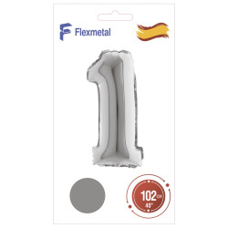 Цифра 1 срібна УП Flexmetal 40''/102 см