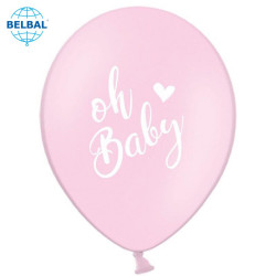 Повітряна кулька (B105, 30 см) Oh baby на рожевому 25 шт. арт. 258-0167