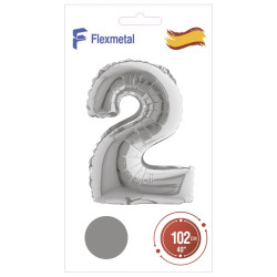 Цифра 2 срібна УП Flexmetal 40''/102 см