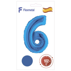 Цифра 6 синя Flexmetal 40''/102 см
