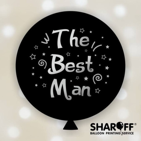 Повітряна куля (30'' 80 см) The Best Man, 1 колір/ 2 сторони, чорна, срібло в уп. арт. 0109