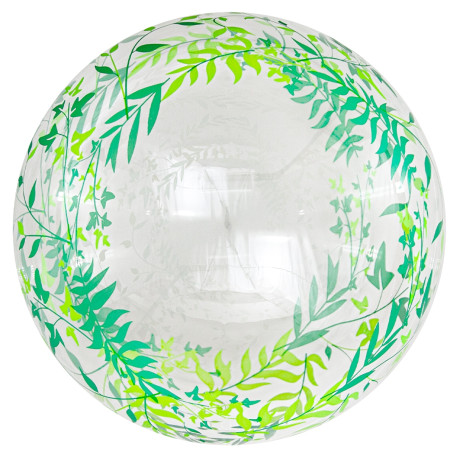 Куля (20''/51 см) Сфера 3D, Deco Bubble, Зелене листя, Прозорий, 1 шт. в упак. арт. 12-5510201