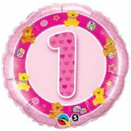 Куля фольгована (18''/46 см) Коло рожеве "1" (QL), 1 шт. арт. 1202-3028 П