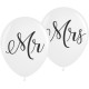 Повітряна кулька (12", 30 см) Mr&Mrs (чорні) 50 шт., 2 ст. арт. 0097