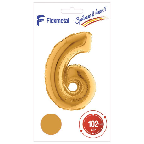 Цифра 6 золота УП Flexmetal 40''/102 см