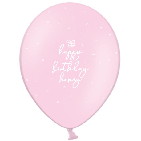 Повітряна кулька (B105, 30 см), Happy Birthday honey на рожевому 25 шт. 1 ст. арт. 258-0084