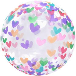 Куля (20''/51 см) Сфера 3D, Deco Bubble, Безліч сердець, Прозора, 1 шт. в упак. Deco Bubble арт