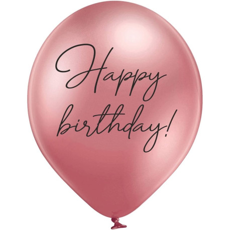 Повітряна кулька (B105, 30 см), Happy Birthday хром рожевий 1 шт. 2 ст. арт. 258-0132