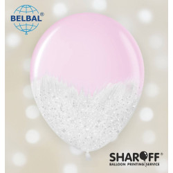 Повітряна кулька (B105, 30 см) Brush shine білі на рожевому льодянику 1 шт. арт. 258-0160