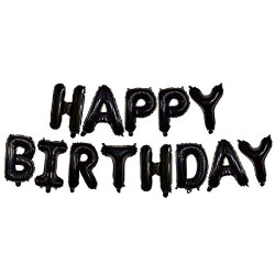 Фольговані кулі літери чорний HAPPY BIRTHDAY 16" (40см) упаковка арт. 12 -1004