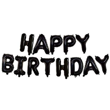 Фольговані кулі літери чорний HAPPY BIRTHDAY 16" (40см) упаковка арт. 12 -1004