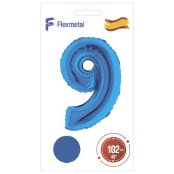 Цифра 9 синя Flexmetal 40''/102 см