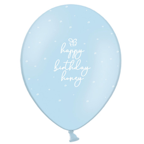 Повітряна кулька (B105, 30 см), Happy Birthday honey на блакитному 25 шт. 1 ст. арт. 258-0085