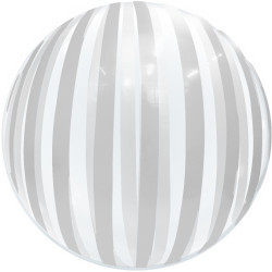 Куля (18''/46 см) Сфера 3D, Deco Bubble, Срібні смуги, Прозора, 1 шт. в упак. Deco Bubble арт