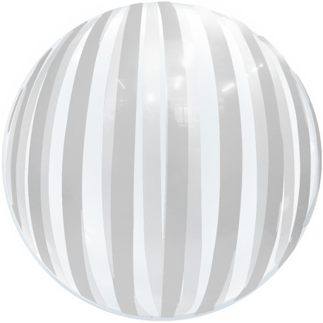 Куля (18''/46 см) Сфера 3D, Deco Bubble, Срібні смуги, Прозора, 1 шт. в упак. Deco Bubble арт
