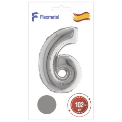 Цифра 6 срібна УП Flexmetal 40''/102 см
