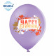 Повітряна кулька (B105, 30 см) Happy Birthday бризки (фіолет) 25 шт. 2 ст., Арт. 258-0187