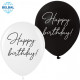 Повітряна куля (В105, 30 см) Happy Birthday classic, білий, чорний, 25 шт. 2 ст. арт. 258-0248