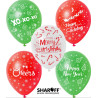 Повітряна куля (12'' 30 см) Merry Christmas "Новий рік", білий, червоний, зелений 50 шт. 5 ст., Арт.