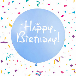 Повітряна куля (24'' 60 см) , Happy Birthday, блакитний, 1 колір / 2 сторони, 1шт., арт. 0121