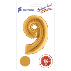 Цифра 9 золота УП Flexmetal 40''/102 см