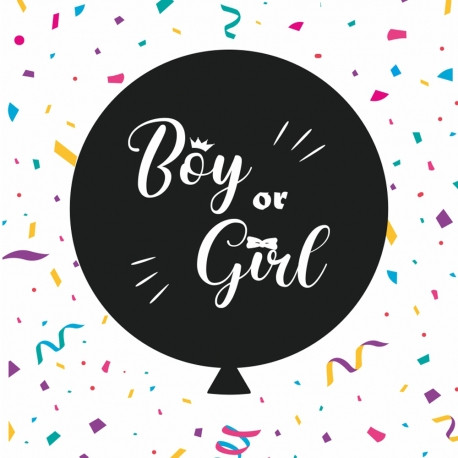 Повітряна куля (24' 60 см) для гендерної вечірки Boy or Girl, 1 колір/2 сторони, чорна, в уп.