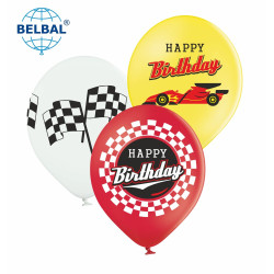 Повітряна кулька (B105, 30 см) Happy Birthday, Формула 1, мікс 25 шт. арт. 258-0296